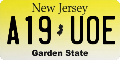 NJ license plate A19UOE