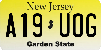 NJ license plate A19UOG