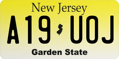 NJ license plate A19UOJ