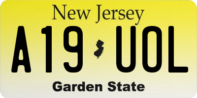 NJ license plate A19UOL