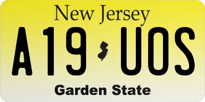 NJ license plate A19UOS