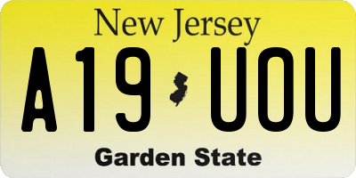 NJ license plate A19UOU