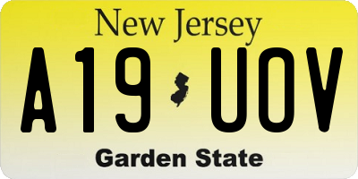 NJ license plate A19UOV