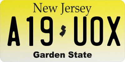 NJ license plate A19UOX