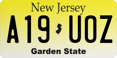 NJ license plate A19UOZ