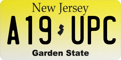 NJ license plate A19UPC