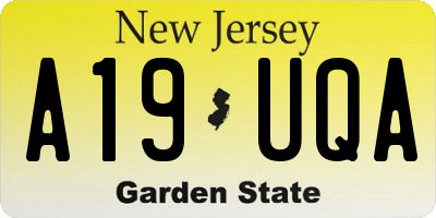 NJ license plate A19UQA
