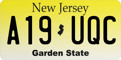NJ license plate A19UQC