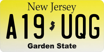 NJ license plate A19UQG