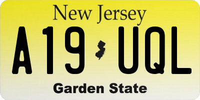 NJ license plate A19UQL