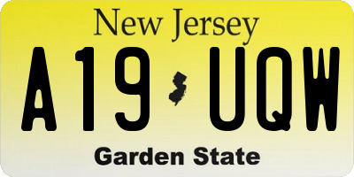 NJ license plate A19UQW
