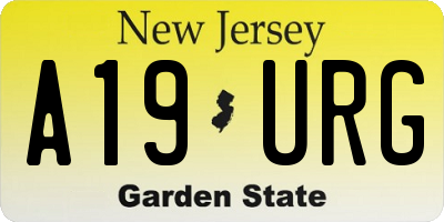 NJ license plate A19URG