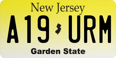 NJ license plate A19URM