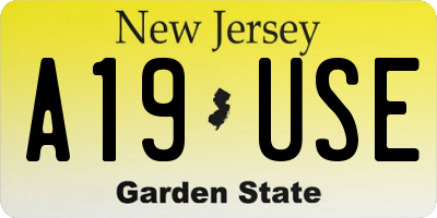 NJ license plate A19USE