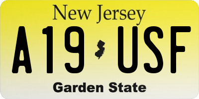 NJ license plate A19USF