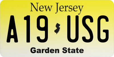 NJ license plate A19USG