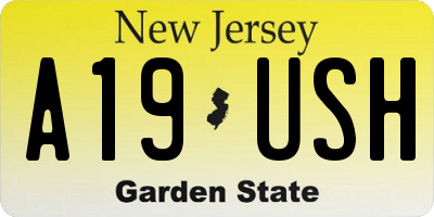 NJ license plate A19USH