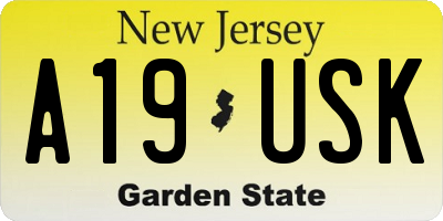 NJ license plate A19USK