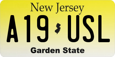 NJ license plate A19USL
