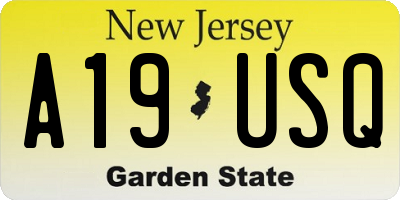 NJ license plate A19USQ