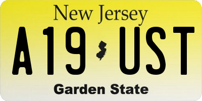 NJ license plate A19UST