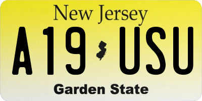 NJ license plate A19USU