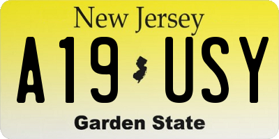 NJ license plate A19USY