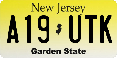 NJ license plate A19UTK