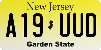 NJ license plate A19UUD