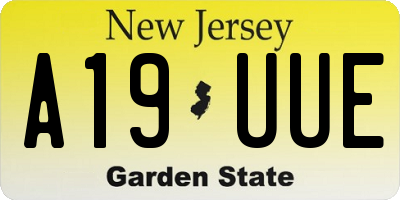 NJ license plate A19UUE