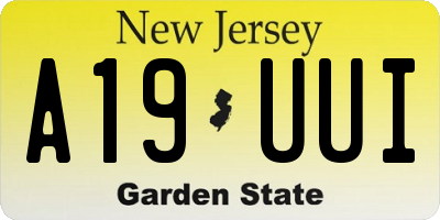 NJ license plate A19UUI