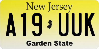 NJ license plate A19UUK