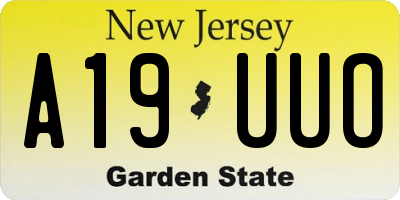 NJ license plate A19UUO