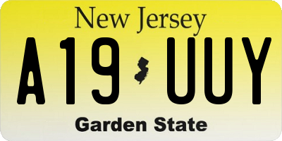 NJ license plate A19UUY