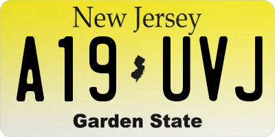 NJ license plate A19UVJ