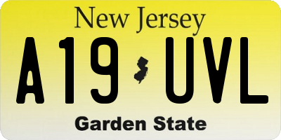 NJ license plate A19UVL