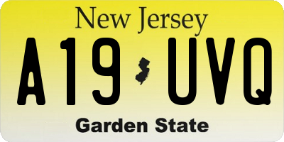 NJ license plate A19UVQ