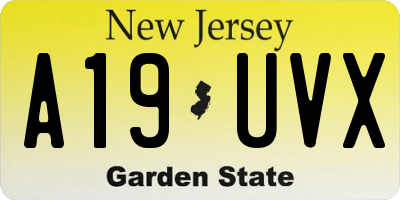 NJ license plate A19UVX