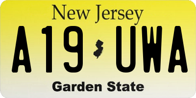 NJ license plate A19UWA