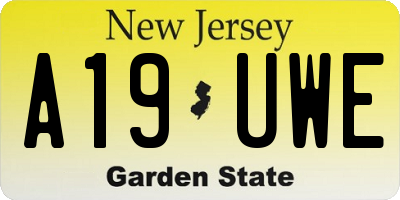 NJ license plate A19UWE
