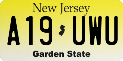 NJ license plate A19UWU