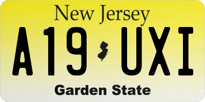 NJ license plate A19UXI