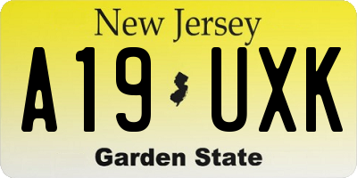 NJ license plate A19UXK