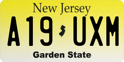 NJ license plate A19UXM