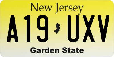 NJ license plate A19UXV