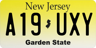 NJ license plate A19UXY