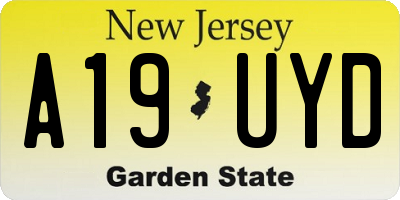 NJ license plate A19UYD