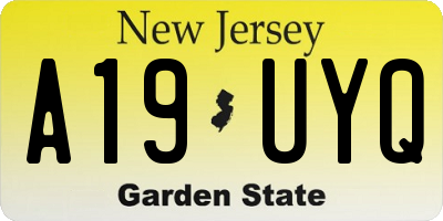 NJ license plate A19UYQ
