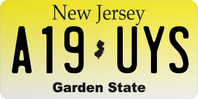 NJ license plate A19UYS