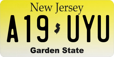 NJ license plate A19UYU